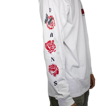 Camiseta Vans Long Sleeve Rose Bed White VN0A54DMWHT