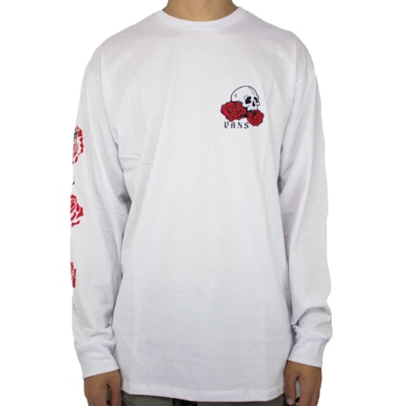 Camiseta Vans Long Sleeve Rose Bed White VN0A54DMWHT