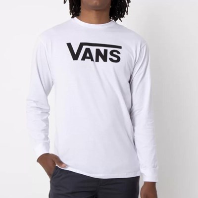 Camiseta Vans Manga Longa Classic White Black VN0A4A5EYB2
