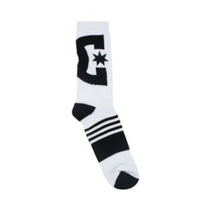 Meia Dc Shoes Cano Alto Canelada Branco Preto