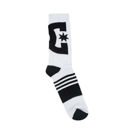 Meia Dc Shoes Cano Alto Canelada Branco Preto