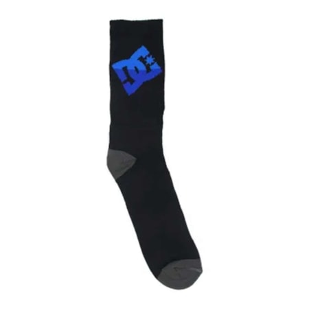 Meia Dc Shoes Cano Alto Canelada Preto Cinza