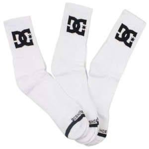 Meia Dc Shoes Kit 3 Cano Medio Branco