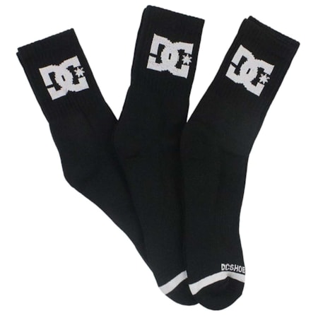 Meia Dc Shoes Kit 3 Cano Medio Preto