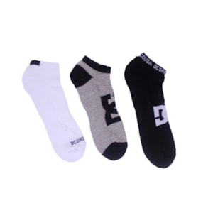 Meia Dc Shoes Kit 3 Soquete Branco Preto Cinza