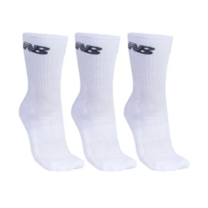 Meia New Balance Cano Alto Kit 3 Unidades Branco Meia New Balance Cano Alto Kit 3 Unidades Branco