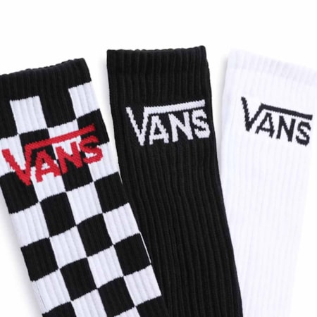 Meia Vans Classic Crew Pack 3 Black Checkerboard VN000XSE95Y