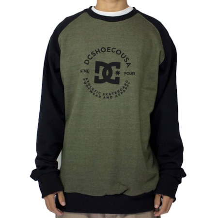 Moletom Dc Shoes Star Pilot Raglan Verde Militar Preto