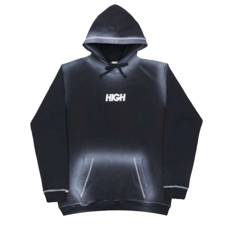 Moletom High Company Bleached Hoodie logo Black 