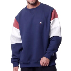 Moletom Ous Crewneck 9 Shoulder Azul Mescla