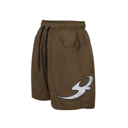 Short Barra Crew B Refletivo Marrom