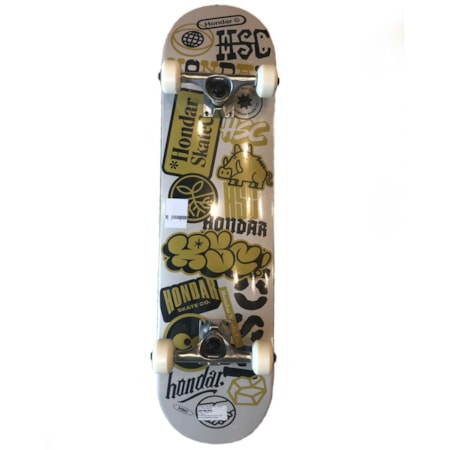 Skate Completo Hondar Iniciante Shape Maple Sticker Amarelo