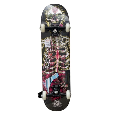 Skate Completo Wood Light Skull Preto 