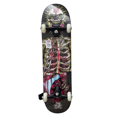 Skate Completo Wood Light Skull Preto 