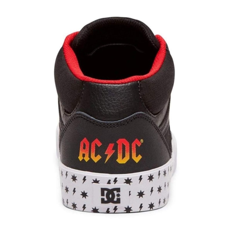 Tênis Dc Shoes Kalis Vulc Mid ACDC Black White Red - Prince Of Streets