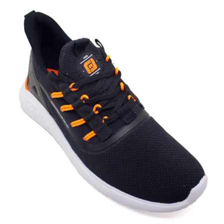 Tênis Freeday Bio Preto Laranja Neon Branco