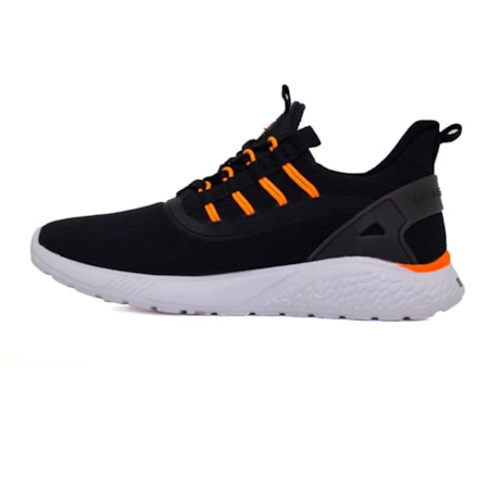 Tênis Freeday Bio Preto Laranja Neon Branco