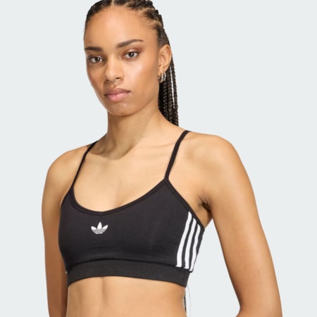 Top Adidas Three Stripes Bralet  Black White KD7968